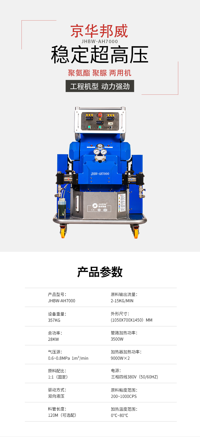 聚氨酯噴涂機(jī)參數(shù)-京華邦威